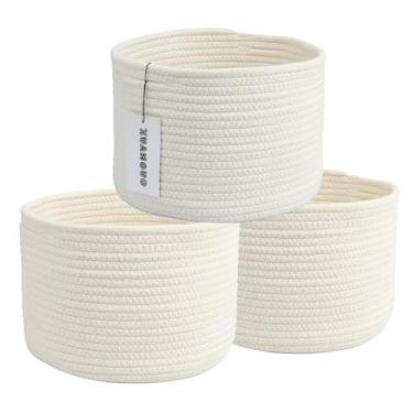 Imagem de XUANGUO Cestos De Armazenamento Algodão Trançado - Pacote Com 3 Caixas Redondas (25X25X18 Cm) Para Prateleiras, Armários E Estantes, Organizadores Corda Duráveis Berçário, Bebê, Brinquedos, Páscoa M