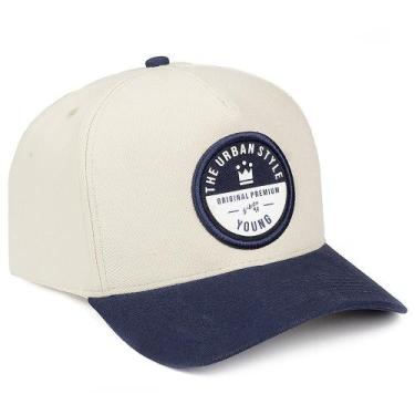 Imagem de Boné Trucker Fechado Ajustável Aba Curva Masculino - Young, Bege azul