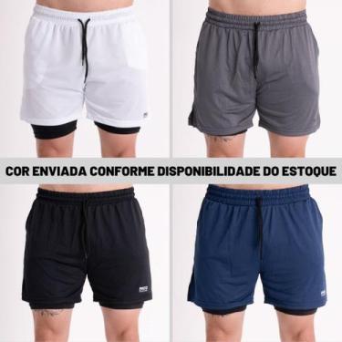 Imagem de KIT3 Shorts 2em1 Treino Bermuda MASCULINO Academia Corrida Com Bolsos 