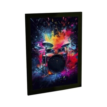 Imagem de Quadro Decorativo Bateria Instrumento Musical Ilustração Cores Decoração Poster Quarto Sala