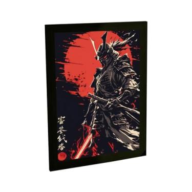 Imagem de Quadro Decorativo Samurai Dark Ilustração Anime Kanji Decoração Poster Quarto Sala