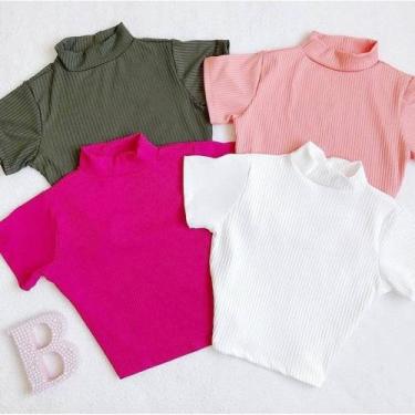 Imagem de Blusa cropped feminino gola alta manga curta moda influencia - filo mo