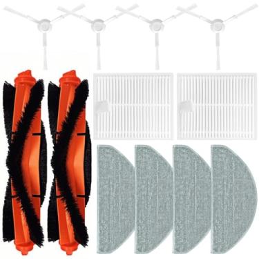 Imagem de sonecesiya Kit de acessórios para aspirador de pó robô Xiaomi E10 B112 E12, 2 escovas principais, 2 filtros HEPA, 4 escovas laterais, 4 panos de esfregão, 12 peças de reposição acessórios de reparo de