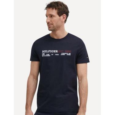 Imagem de Camiseta Tommy Hilfiger Masculina Monotype 1985 Logo Azul Marinho, S/P