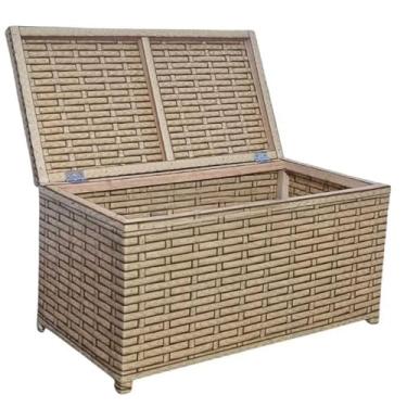 Imagem de Baú Horizontal Organizador de Brinquedos 45L – Caixa Cesto em Fibra Sintética com Fita 60x30x30 cm(canela)