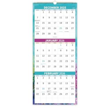 Imagem de Calendário de parede 2025 - janeiro de 2025 - dezembro de 2025, calendário de parede de 3 meses 2025 (dobrado em um mês), 28 x 66 cm, calendário vertical 2025, papel grosso