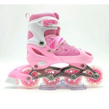 Imagem de Patins Inline Roller Ajustável Infantil/juvenil (Rosa, 33 a 36)