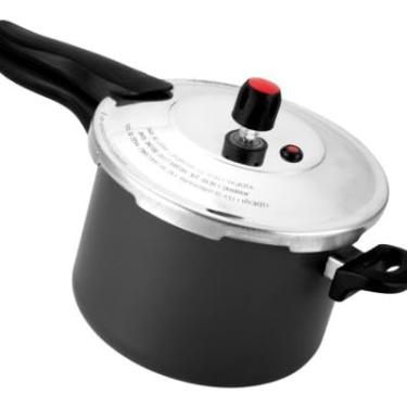 Imagem de Panela de Pressão com Revestimento Antiaderente, 6 Litros, Preta e Prata, com Alças Ergonômicas