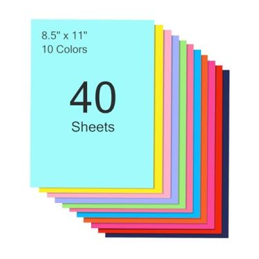 Imagem de 40 folhas de papelão colorido, 10 cores, cartolina colorida de 21 x 28 cm, papel de construção para impressão, confecção de cartões, corte faça você mesmo, artesanato, scrapbook, decorações de festa