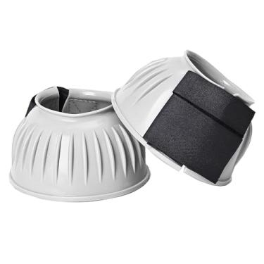 Imagem de HILASON Botas de sino de borracha Western Horse com nervuras de PVC com gancho duplo e laço para treinamento, proteção e absorção de choque