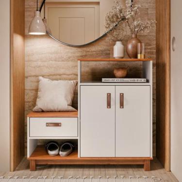 Imagem de Sapateira Organizadora Quarto Cômoda Armário Com Banco Assento Maya Co