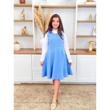 Imagem de Conjunto Infantil Feminino Vestido + Casaquinho de Linho Juvenil Elega