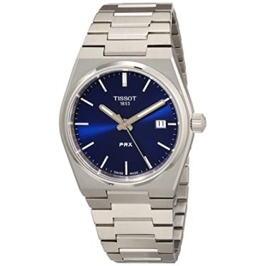 Imagem de Tissot Relógio de quartzo unissex PRX 35 mm 316L aço inoxidável, cinza, aço inoxidável, 11 (T1372101104100), Cinza, Relógio de quartzo