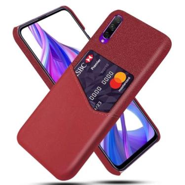 Imagem de Capa para Huawei Honor 9X PRO,Anti-deslizamento,Proteção contra quedas de 360°,Resistência à impressão digital,Tela e caso de couro PU com 1 slot de cartão atrás-Red