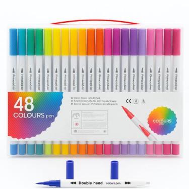 Imagem de Kit Caneta 2 em 1 Brush Lettering e Ponta Fina Dual Pen Canetinha Colo