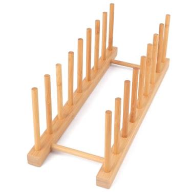 Imagem de Zerodis Placas de Pratos de Pratos Organizador do Armário de Armazenamento de Cozinha para Tigela de Tábua de Tábua de de Copo de Xícara de Panela de Bambu Eco-amigável Organizador de Cozinha de Bambu