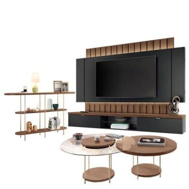 Imagem de Home Suspenso Illusion Preto Castanho E Aparador Infinity E Kit Mesa D