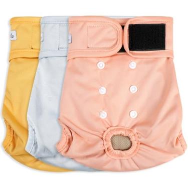 Imagem de Grecle Fraldas para Cães Fêmeas-Fraldas Reutilizáveis Premium para Cachorrinhas No Cio-Fraldas Altamente Absorventes para Cães Fêmeas para Incontinência de Animais de Estimação com Botões Ajustáveis A