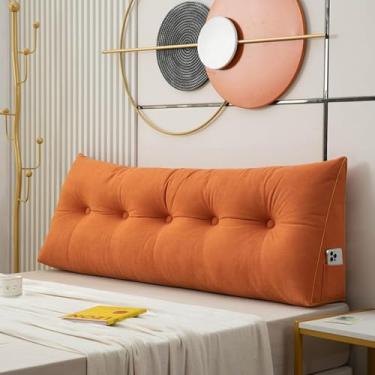 Imagem de Almofada De Cabeceira Macia - Almofada De Cunha Triangular Com Capa Removível - Almofada De Apoio Lombar Para Maternidade Adulto Criança - Almofada De Encosto Grande, Orange, 180x50x20cm