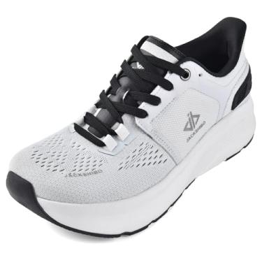 Imagem de JACKSHIBO Tênis masculino com bico largo, sem fecho, suporte de arco, tênis de corrida com estabilidade de amortecimento grosso, tênis ortopédico para caminhada, Cinza, 8 Wide