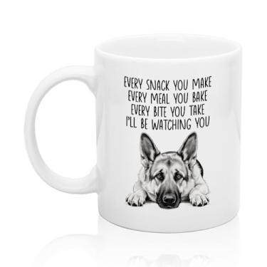 Imagem de XQLZY Caneca engraçada de pastor alemão Every Snack You Make I'll Be Watching You, presentes de aniversário para donos de animais de estimação amantes de pastor alemão, presentes de dia dos pais para