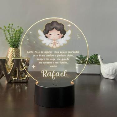 Imagem de Luminaria em acrilico de led infantil personalizada com nome tema oraç