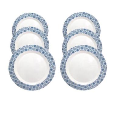 Imagem de Jogo Jantar 6 Pçs Prato Fundo Decorado Melamina 25cm 2009Cor - SAKES