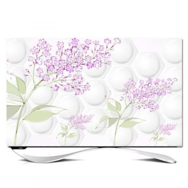 Imagem de Capa protetora de TV interna com estampa de flores para telas de 32 a 80 polegadas Capa protetora de televisão universal para telas planas/curvas, tela de televisão, decorativa, pendurada