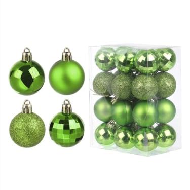 Imagem de Enfeites de bola de Natal de 24 quilates, enfeites de Natal, bolas de plástico inquebráveis de 30 mm, decoração de árvore, pingente para decoração de árvore de Natal, guirlanda de aniversário
