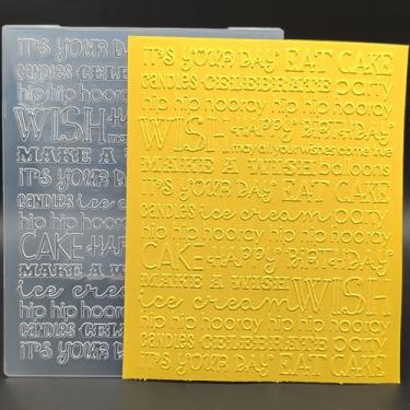 Imagem de Pasta de plástico em relevo, 10 cm x 15 cm, cartão de aniversário, palavras de papel, artesanato, impressões texturizadas de plástico para fazer cartões, scrapbooking