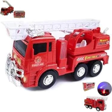 Imagem de Caminhão de Bombeiro a Pilha com Movimento, Sirene e Luzes – Brinquedo Infantil Educativo e Interativo Vermelho