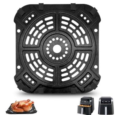 Imagem de GXF Frigideira Air Fryer Grill para Ninja AF181 Air Fryer Pro XL 6 em 1 6,5 QT, 21,5 cm × 20,3 cm Bandeja de acessórios para fritadeira Placa de grelha Peças de substituição com amortecedores de