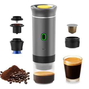 Imagem de Decdeal Máquina de café sem fio para carro, casa, viagem, cafeteira elétrica 3 em 1, funciona com cápsula e café moído, 15 bar, mini cafeteira fria e aquecimento com copo de 150 ml