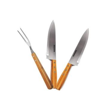Imagem de Kit de Churrasco Paixão Nacional com Garfo Gourmet Mix em Inox Churras