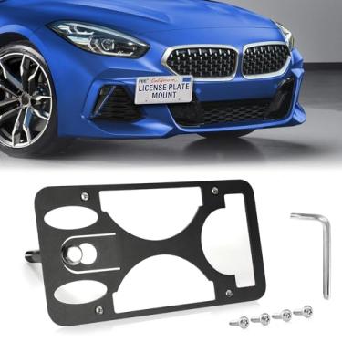 Imagem de Moldura frontal sem furadeira compatível com BMW z4 2019-2025 Suporte de montagem de gancho de reboque para placa de carro antifurto Capas de etiqueta de carro à prova de ferrugem, acessórios de carro