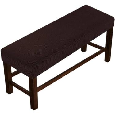 Imagem de 1 conjunto de capa de banco de tecido de cor sólida para casa, capa elástica completa para banco (cor grande/café escuro)