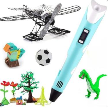 Imagem de Caneta 3d Impressora Completa Criança Azul Criativa USB Infantil Refil