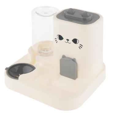 Imagem de Generic Alimentador automático 2 em 1 para animais de estimação, alimentador para gatos, recipiente de água, tigela de comida para gatos para cães pequenos, Cinza