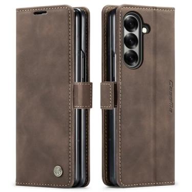 Imagem de CaseMe Capa carteira compatível com Samsung Galaxy Z Fold 7, capa protetora de couro sintético macio com suporte magnético flip com compartimento para identidade e cartão de crédito (café, Z Fold 7)