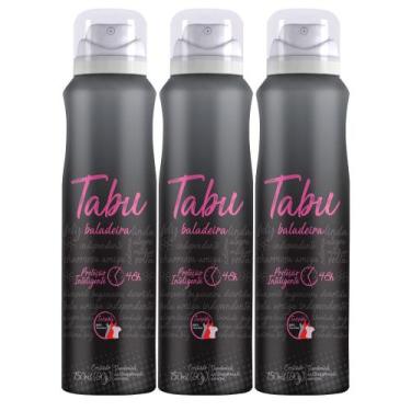 Imagem de Kit Desodorante Aerosol Antitranspirante Tabu Baladeira 150ML com 3 Un