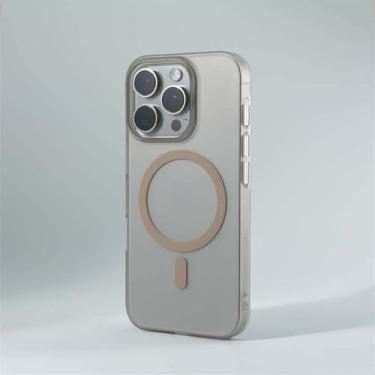 Imagem de Capa ultrafina de PC rígido fosco translúcido de 1,0 mm para iPhone 16, 15, 14 Plus, 13, 12 Pro Max, capa magnética com carregamento sem fio, ouro deserto, para iPhone 15 Pro