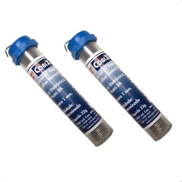 Imagem de Kit com 2 Tubos Estanho Solda Fio Cobix 63x37-22g Cada Diâm 1,0 Mm Tubinho Soldador Aprox 4 Metros