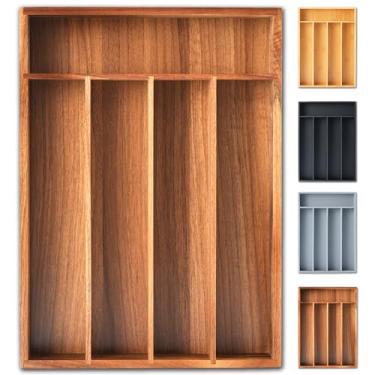 Imagem de Organizador de talheres, organizador de utensílios de 25 cm, organizador de gaveta de cozinha, suporte de talheres de acácia, organizador de talheres em gaveta, bandeja organizadora de talheres (5