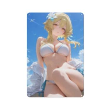 Imagem de Anime Sexy Bikini Hot Girl Pinup Girl Metal Tin Sign Wall Art Poster Decor for Home Bar Club Bedroom Bathroom Man Cave Otaku 20 x 30 cm, AI026
