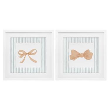 Imagem de Stupell Industries Conjunto de 2 peças com estampa emoldurada branca de borda listrada por PATRICIA PINTO, 33 x 33