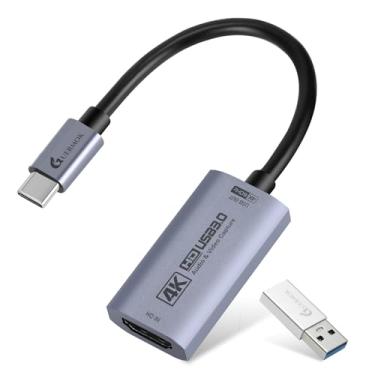 Imagem de Guermok Placa de captura HDMI 4K a 60FPS, 1080p @240FPS USB 3.0 HDMI para USB A/C placa de captura de vídeo para transmissão, funciona com Pad, Switch 2/1, PS 5/4, Quest 3, Mac OS, Windows, PC, OBS