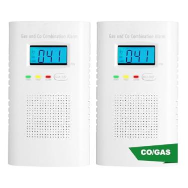 Imagem de Detector de combinação de gás e monóxido de carbono | Alarme de CO e detector de combustível de gás natural | Display digital, bateria reserva, fácil instalação | para monitoramento de segurança de