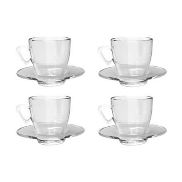 Imagem de Jogo 4 Xícaras Café C/ Pires 220mL Transparente Mesa Posta - TODO DIA