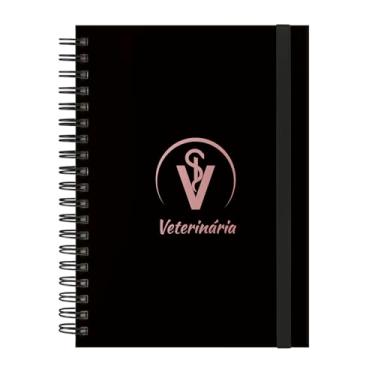 Imagem de Caderno Colegial Plus 12 Matérias Profissões Veterinária (Preto e Rosê)
