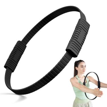Imagem de LTHTRADE Anel de Pilates, Anel de círculo mágico de 33,5 cm para tonificar coxas, pernas, braços e núcleo, anel de Pilates circular Yoag equipamentos de fitness para mulheres (preto)